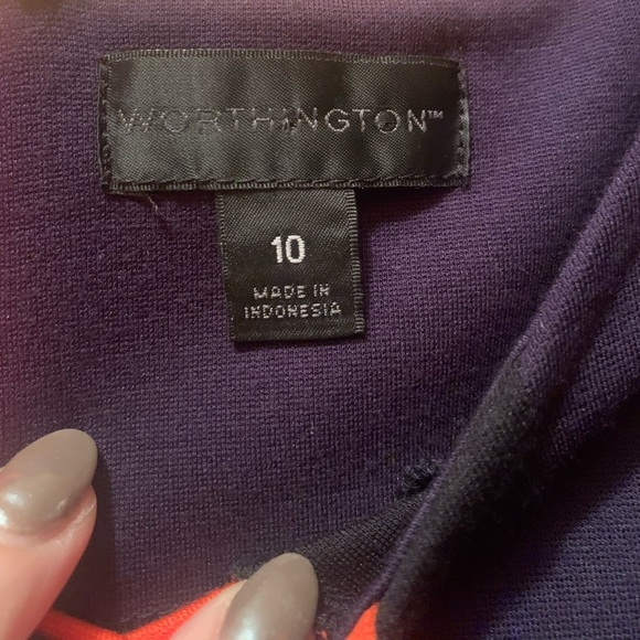 Worthington dress size 10 NWT. Orange and Navy - Picture 2 of 8